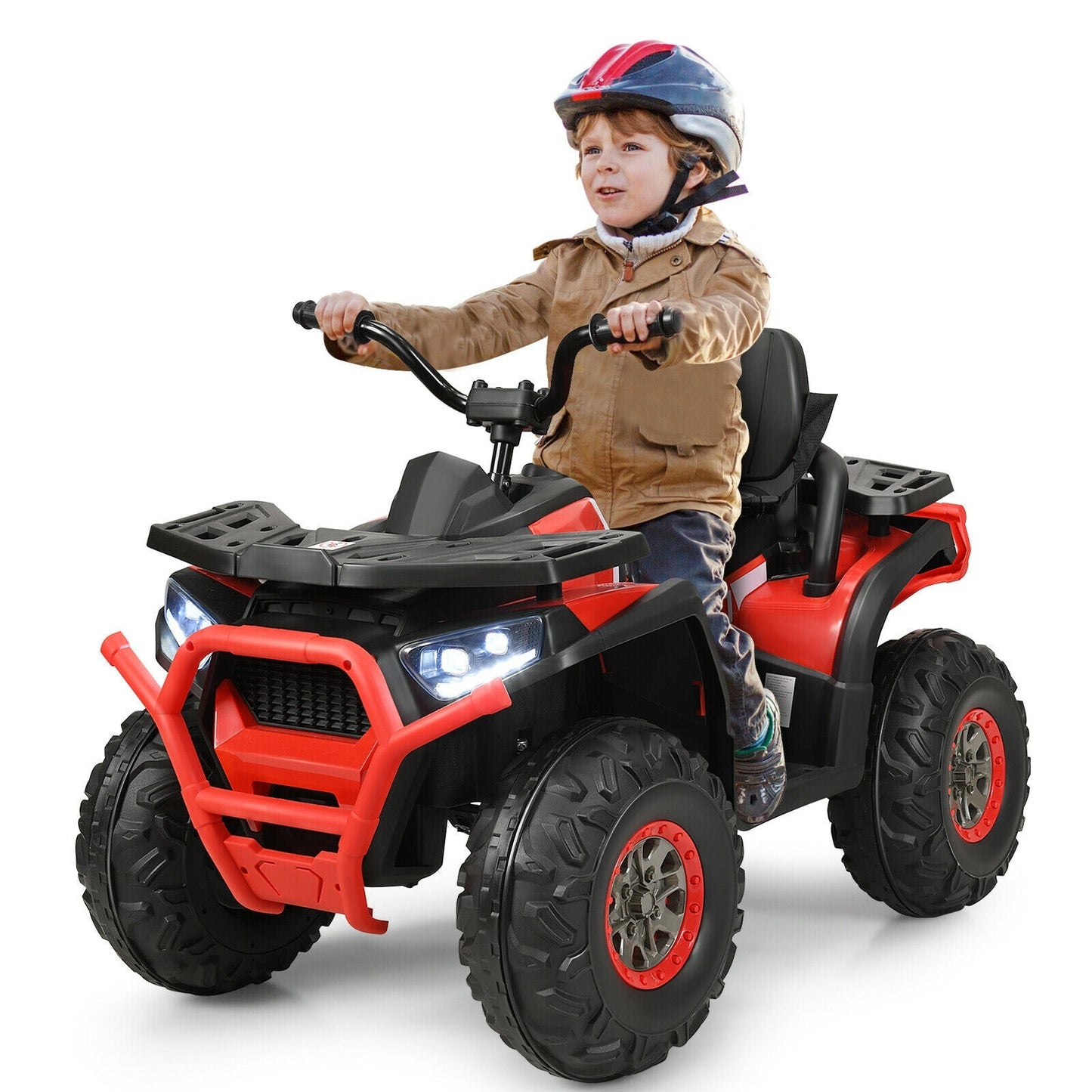 Quad ATV électrique 4 roues pour enfants 12V avec MP3 et lumières LED - Rouge