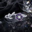 925 Sterling Silver Oxidized Flower Design Ring with Pavé CZ