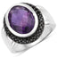 5.35 Carat Amethyst and Black Spinel Sterling Silver Ring