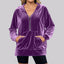 Loose Long Sleeve Zipper Pocket Pleuche Top for Women