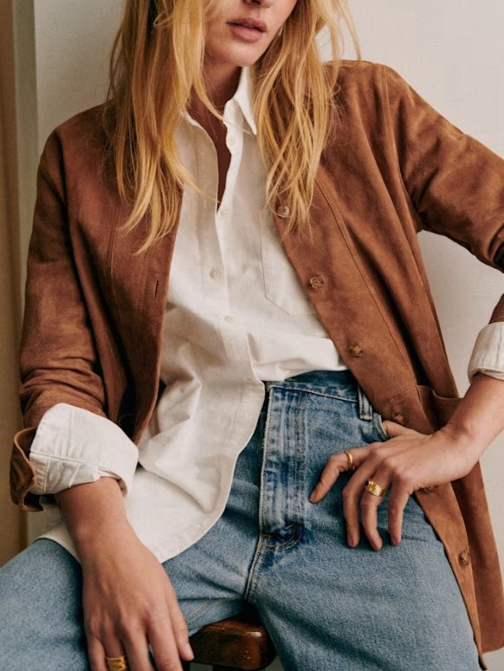 Veste en cuir synthétique à col châle