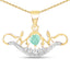 14K Yellow Gold Plated Emerald & White Topaz Pendant