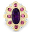 6.80 Carat Genuine Amethyst, Rhodolite & Blue Topaz Sterling Silver Ring
