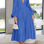 Elegant Lightweight Deep V-Neck Balloon Sleeve Maxi Dress