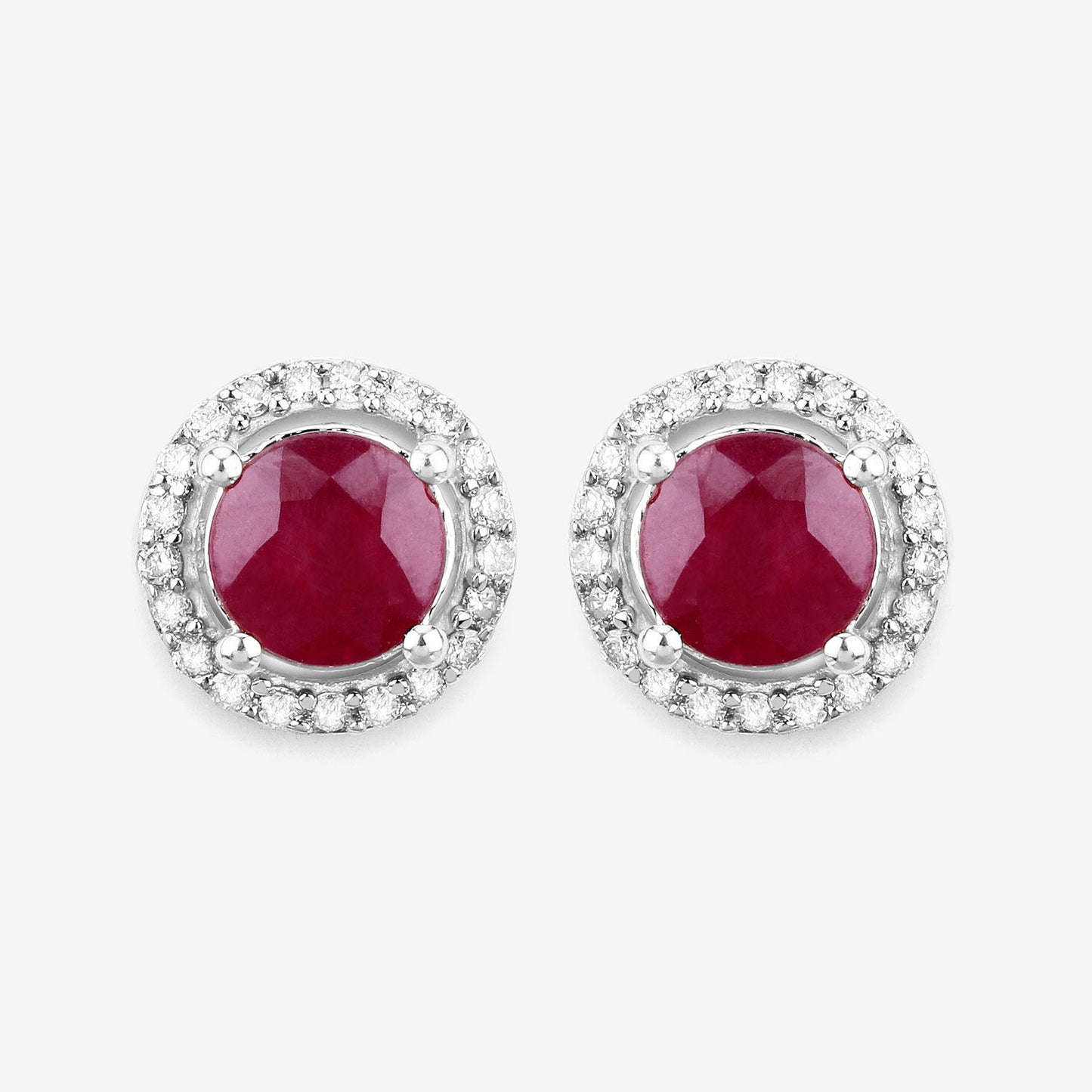 Pendientes de Rubí y Diamante de 1.22 Quilates en Oro Blanco de 14K
