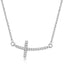 Collar de diamantes en forma de cruz curvada de oro blanco de 14k (.11cttw)