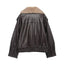 Women's Elegant Faux Fur-Trimmed Leather Jacket
