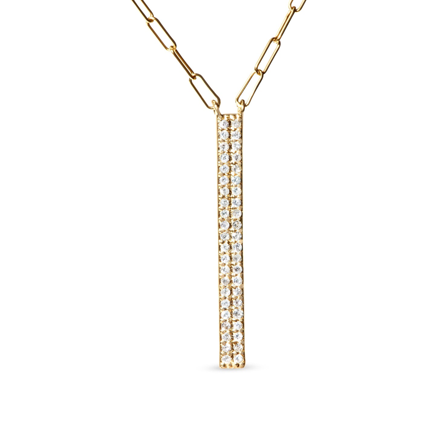 Collier à charms en marquise et barre à deux brins en or jaune 14K