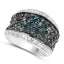 1.38 Carat Blue and White Diamond Sterling Silver Engagement Ring