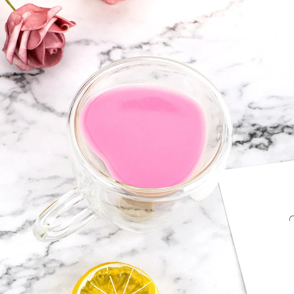 180ml/240ml Heart Love Shaped Tea Beer Mug Juice Cup Coffee Cups Mug Gift Double Layer Glass Mug Heat-Resisting Drinkware - Korvel