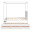 Elegant Queen Size Canopy Platform Bed with Trundle & Storage