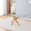 Plateau de Table en Verre Transparent Premium avec Accents Dorés