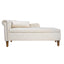 Beige Chaise Lounge Indoor Velvet Lounge Chair for Bedroom with Storage & Pillow Modern Upholstered Rolled Arm Chase Lounge - Korvel