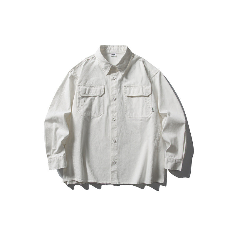Chemise de travail décontractée à manches longues et poches pour hommes
