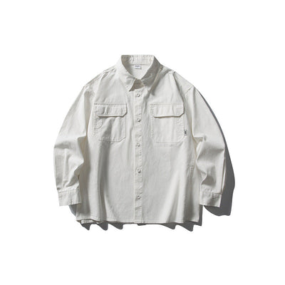 Men's Loose Long Sleeved Pocket Casual Workwear Shirt