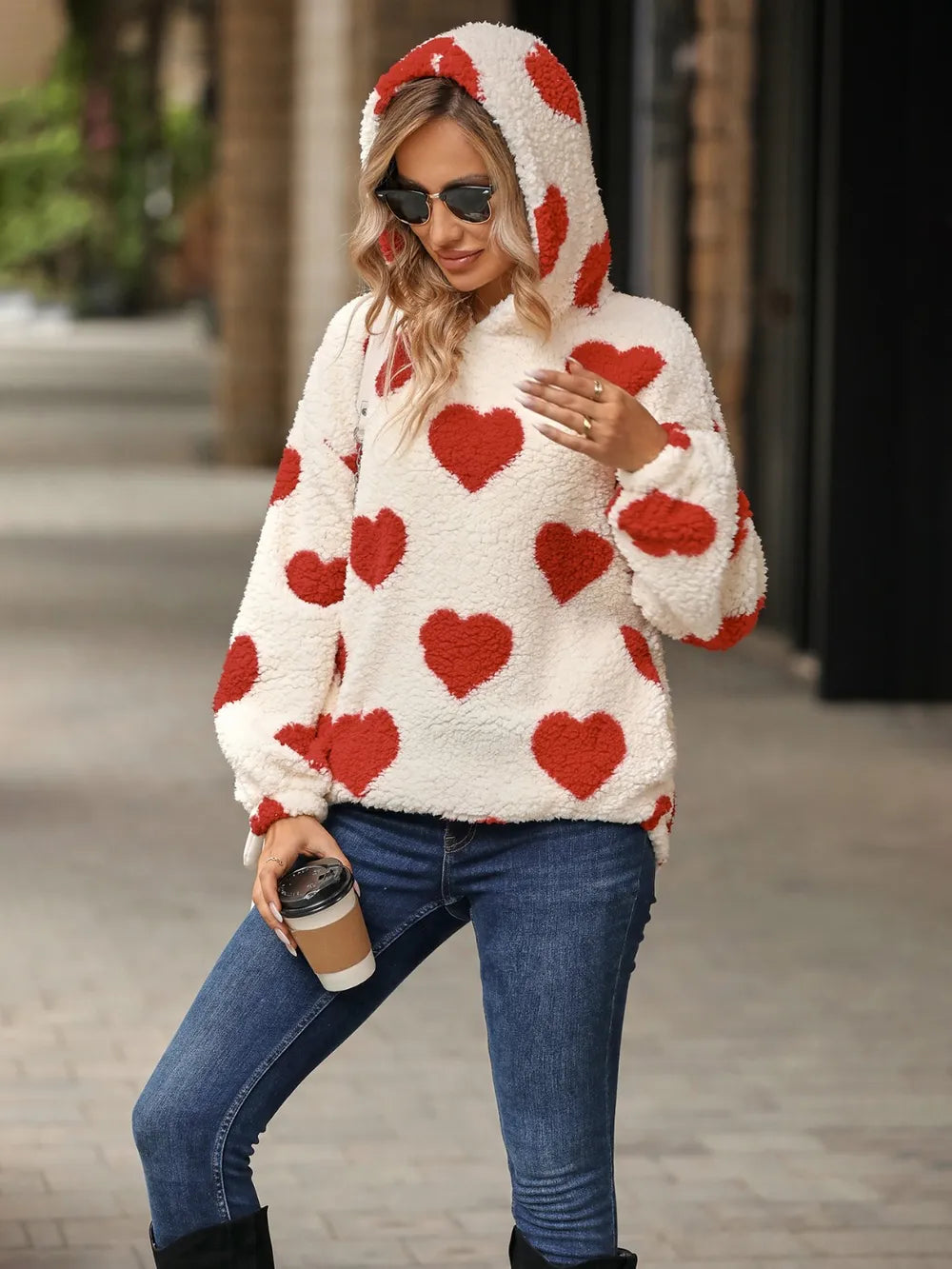Heart Pocketed Dropped Shoulder Hoodie - Korvel
