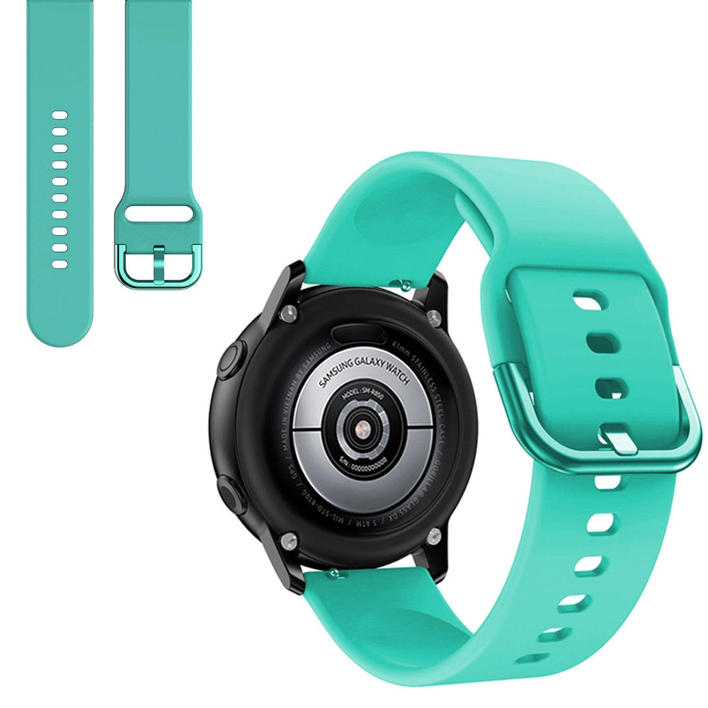 Suitable for Samsung Galaxy Watch Active2 Solid Color Silicone Strap 20/22mm Universal Strap - Korvel