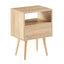 15.75" Rattan End table with drawer and solid wood legs Modern nightstand side table for living room natural - Korvel