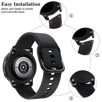 Suitable for Samsung Galaxy Watch Active2 Solid Color Silicone Strap 20/22mm Universal Strap - Korvel