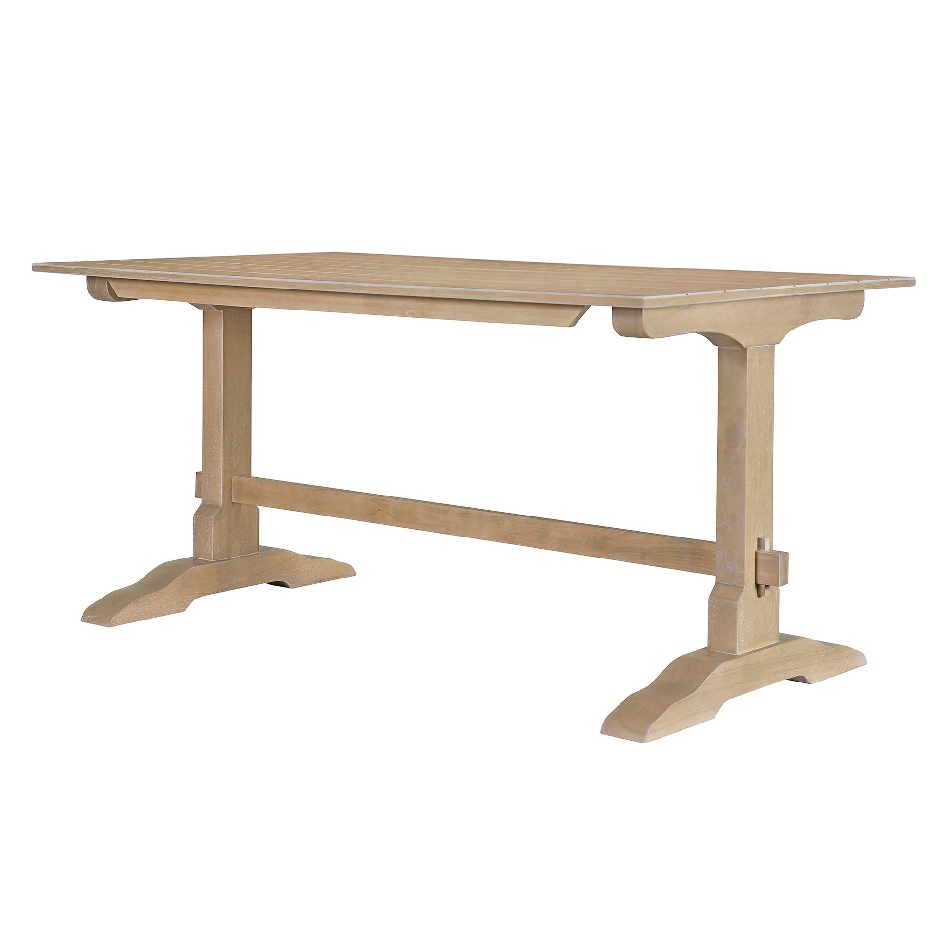 TREXM 3-piece retro dining table, rectangular stand table, and 2 4-person wooden stools (made of natural wood) - Korvel