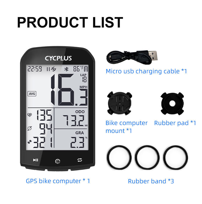 CYCPLUS M1 Racer Plus Bicycle GPS Stopwatch Cycling Computer Speedometer Odometer Bluetooth ANT+ - Korvel
