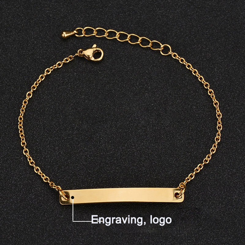 Stainless steel personalized engraved three color curved bracelet simple and personalized women's bracelet - Korvel