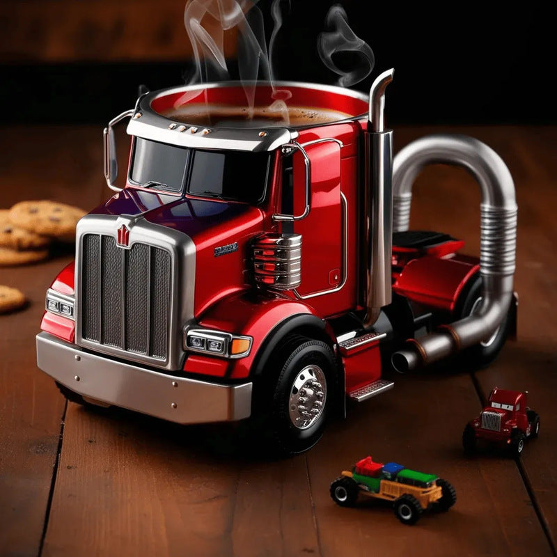 1PC Creative 11oz Truck-Design Coffee Mug. Ideal as a semi-truck coffee cup or home kitchen desktop ornament. - Korvel