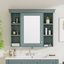 35 ''x 28' 'blue wall mounted bathroom storage cabinet with mirror door and medication cabinet with 6 open shelves - Korvel