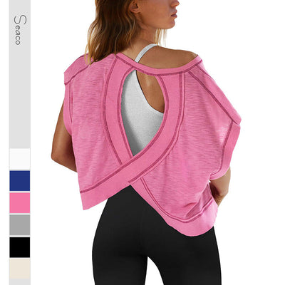 Women's Backless Sports Yoga Crop Top - Casual & Breathable