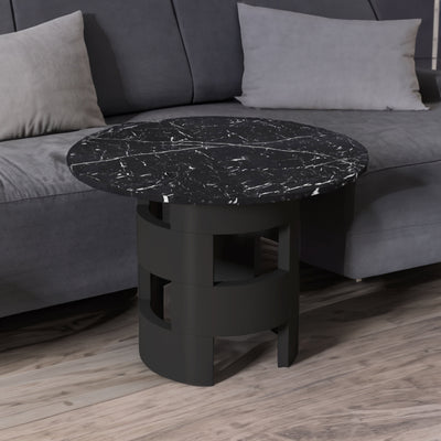 42.12"Modern Round Dining Table with Printed Black Marble Table Top for Dining Room - Korvel