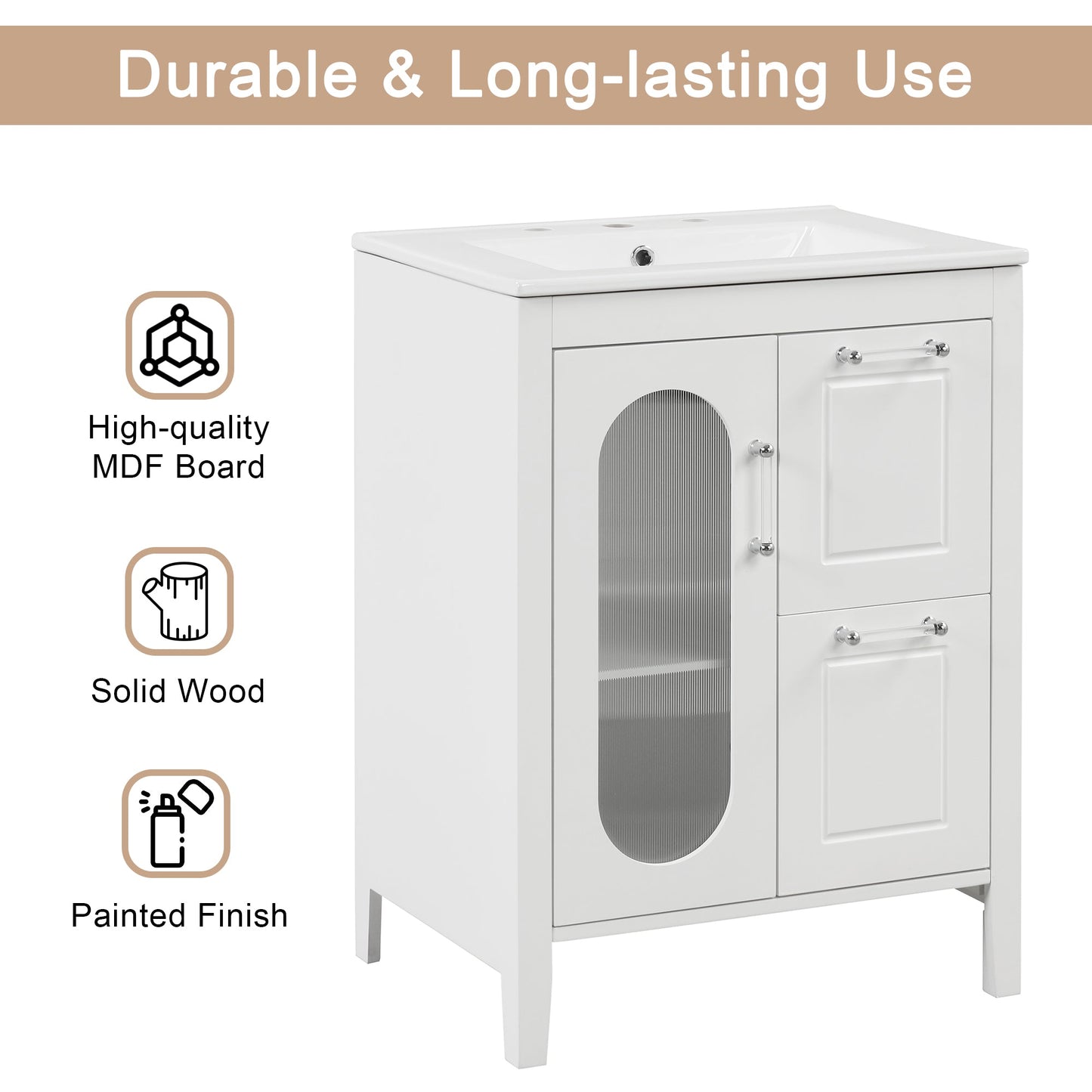 Elegant 24" Bathroom Vanity with Sink and Storage