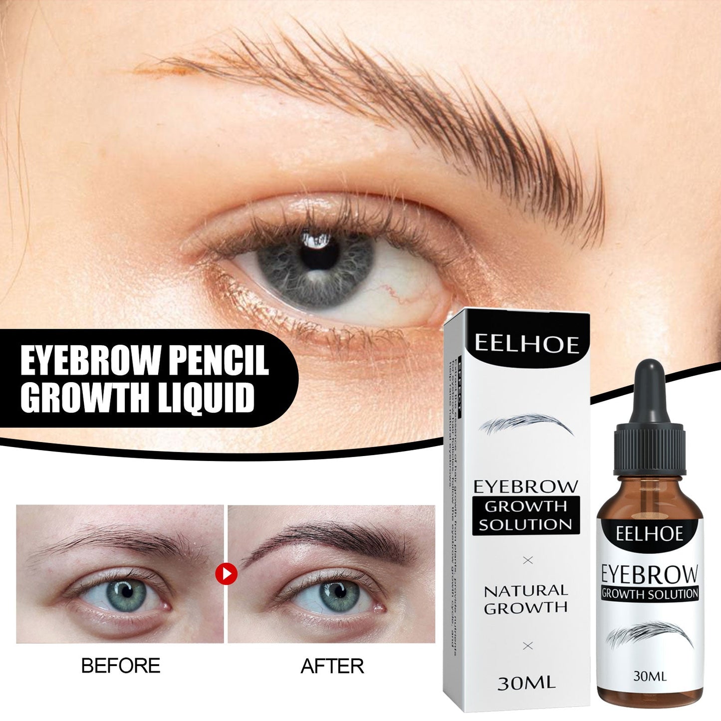 Eyebrow Liquid Dark Thick Natural Oil Eyebrow Repair Mild Moisturizing Treatment - Korvel