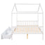 Full Size House Platform Bed with Two Drawers Headboard and Footboard,Roof Design White - Korvel