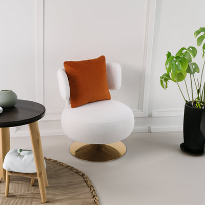 wivel Accent Chair Armchair, Round Barrel Chair in Fabric for Living Room Bedroom White - Korvel