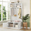 Hall Tree with Storage Shoe Bench for Entryway and Hallway, 4-in-1 Design Coat Racks with 4 Hooks for Living Room, White - Korvel