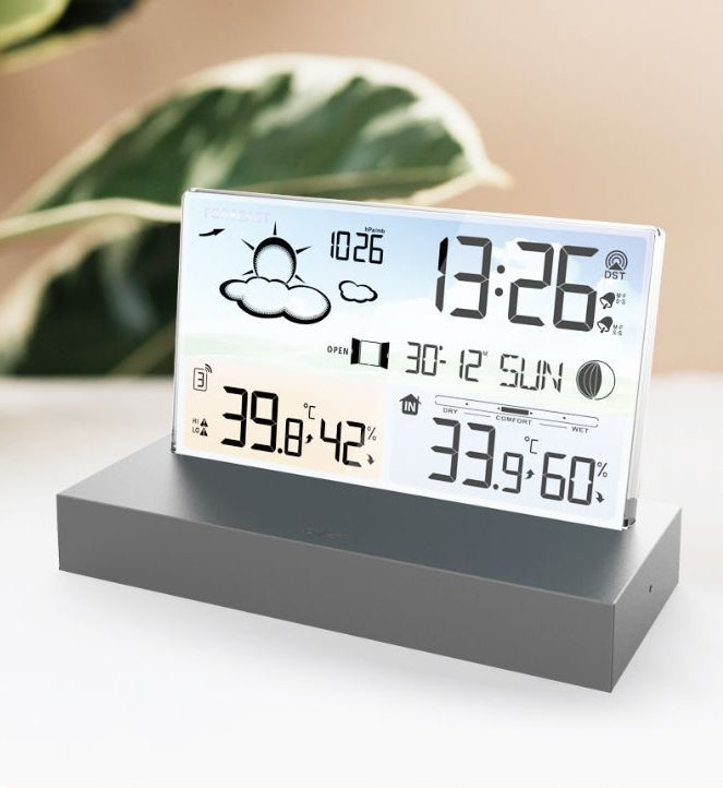 Premium Transparent Glass Weather Clock with Color Screen