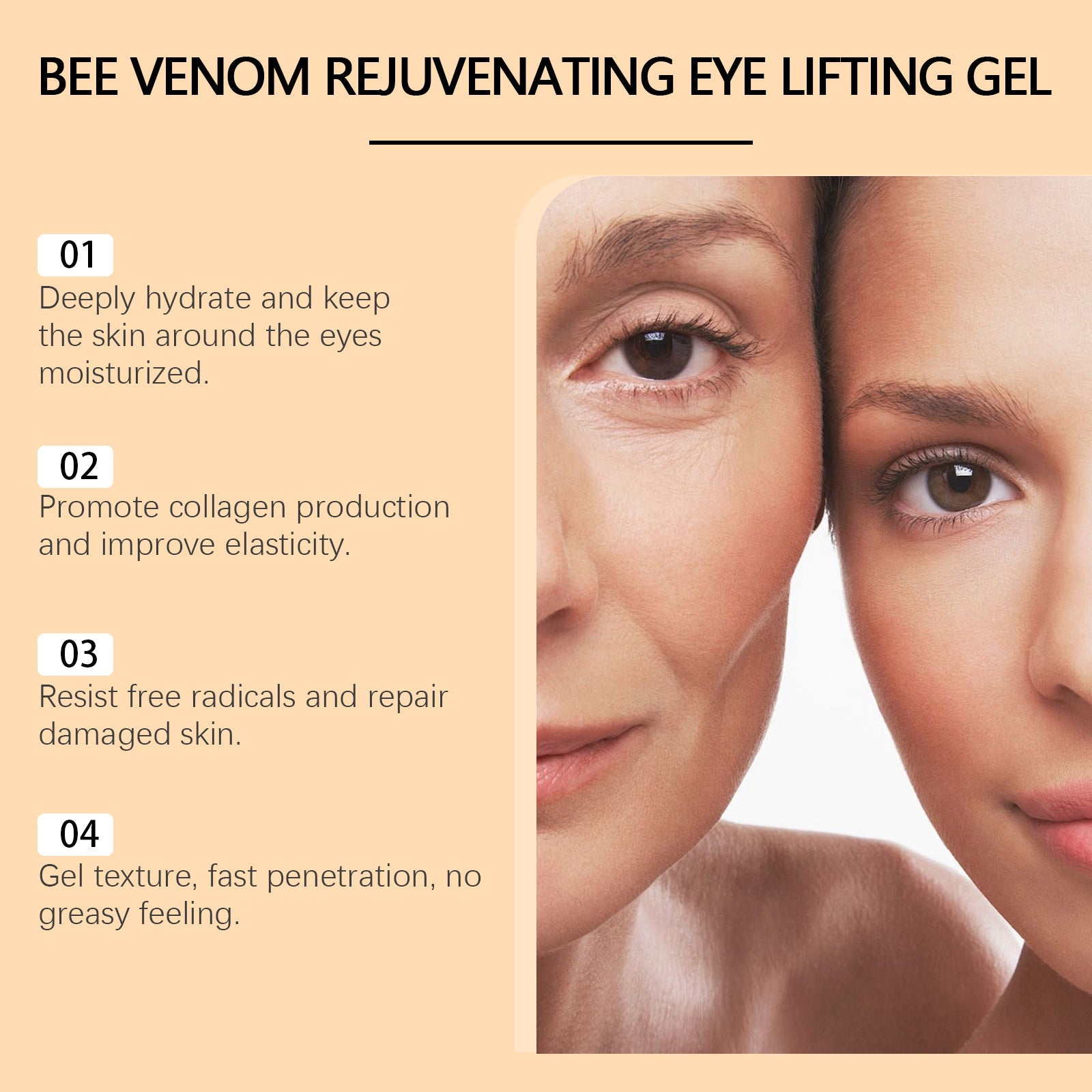 Bee-Venom Eye Firming Gel Improves Eye Bag Moisturizing And Anti-Wrinkle Skin Care Moisturizing Gel - Korvel