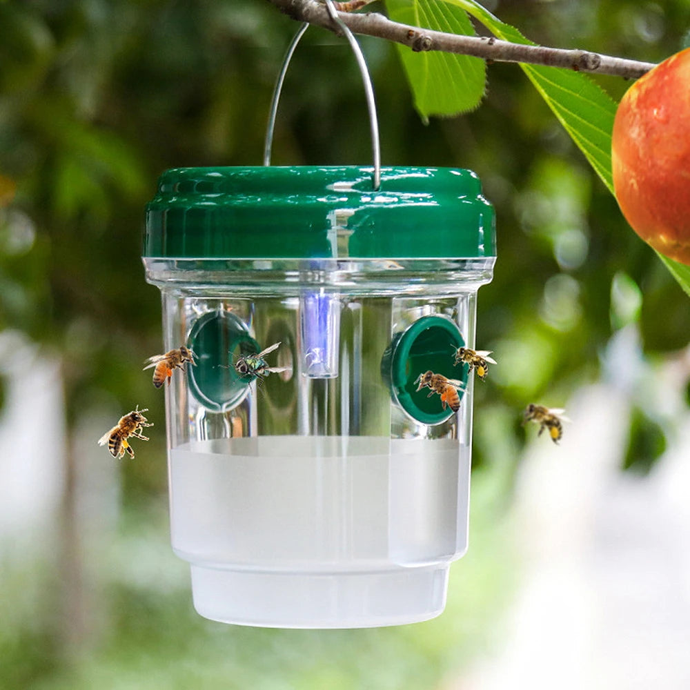 Solar Wasp Trap Waterproof Outdoor Hanging Trap Safe Non-Toxic Bee Hornet Traps Reusable Garden Fruit Fly Catcher - Korvel