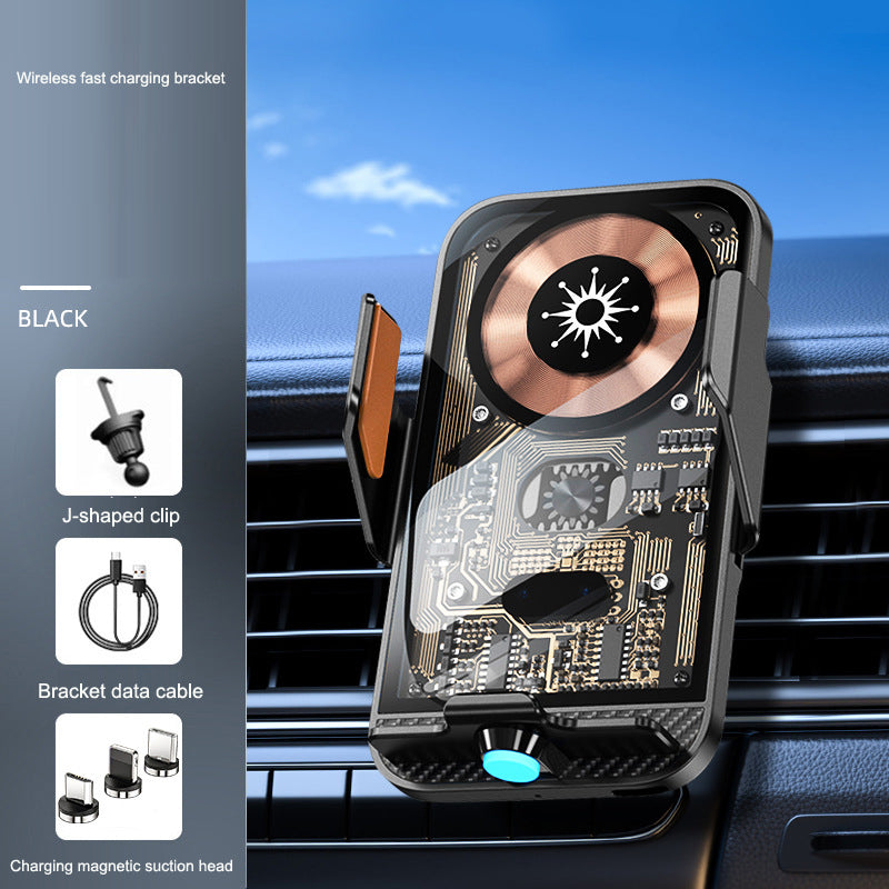 C11 car holder wireless phone charger infrared induction opening and closing navigation punk style transparent phone holder - Korvel
