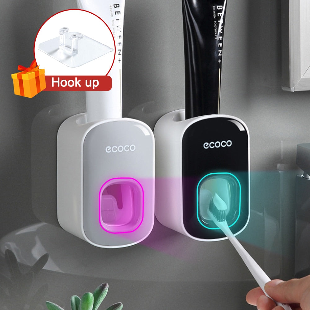 Automatic Toothpaste Dispenser Squeezers Toothpaste Tooth Dust-proof Toothbrush Holder Wall Mount Stand Bathroom Accessories Set - Korvel