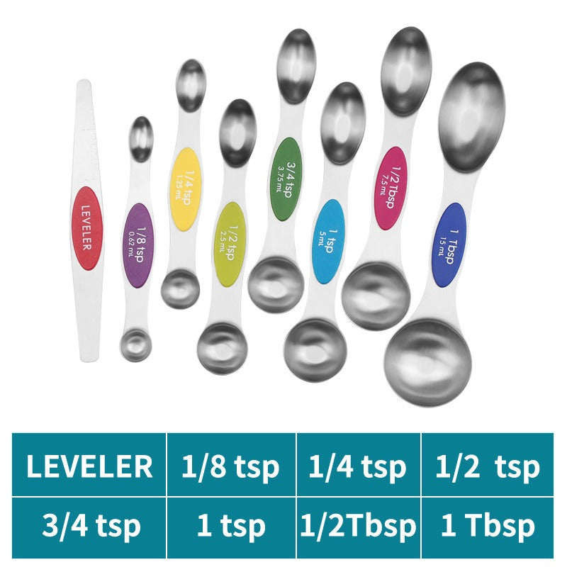 Magnetic Double Head Measuring Spoon Set - 9 Pieces