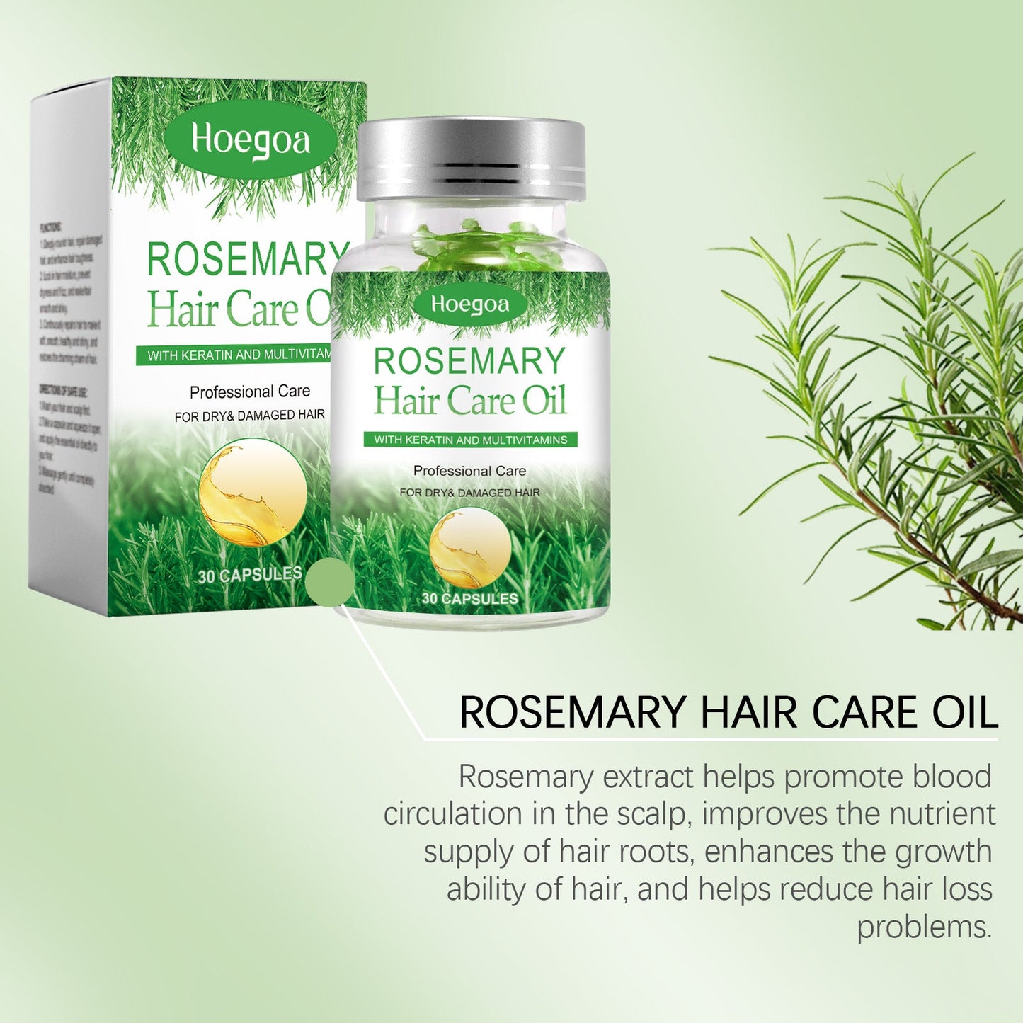 Rosemary Hair Care Capsules Nourishing Hair Care Capsules Soothing And Repairing Frizzy Rosemary Capsules - Korvel