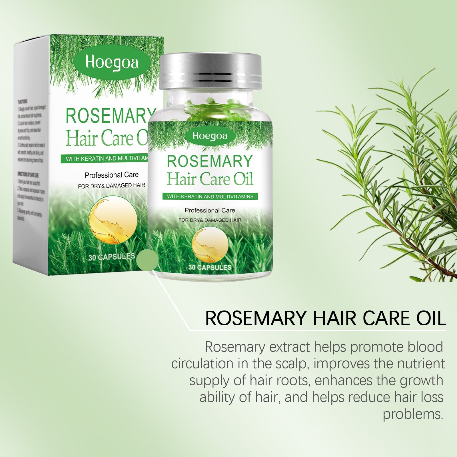Rosemary Hair Care Capsules Nourishing Hair Care Capsules Soothing And Repairing Frizzy Rosemary Capsules - Korvel