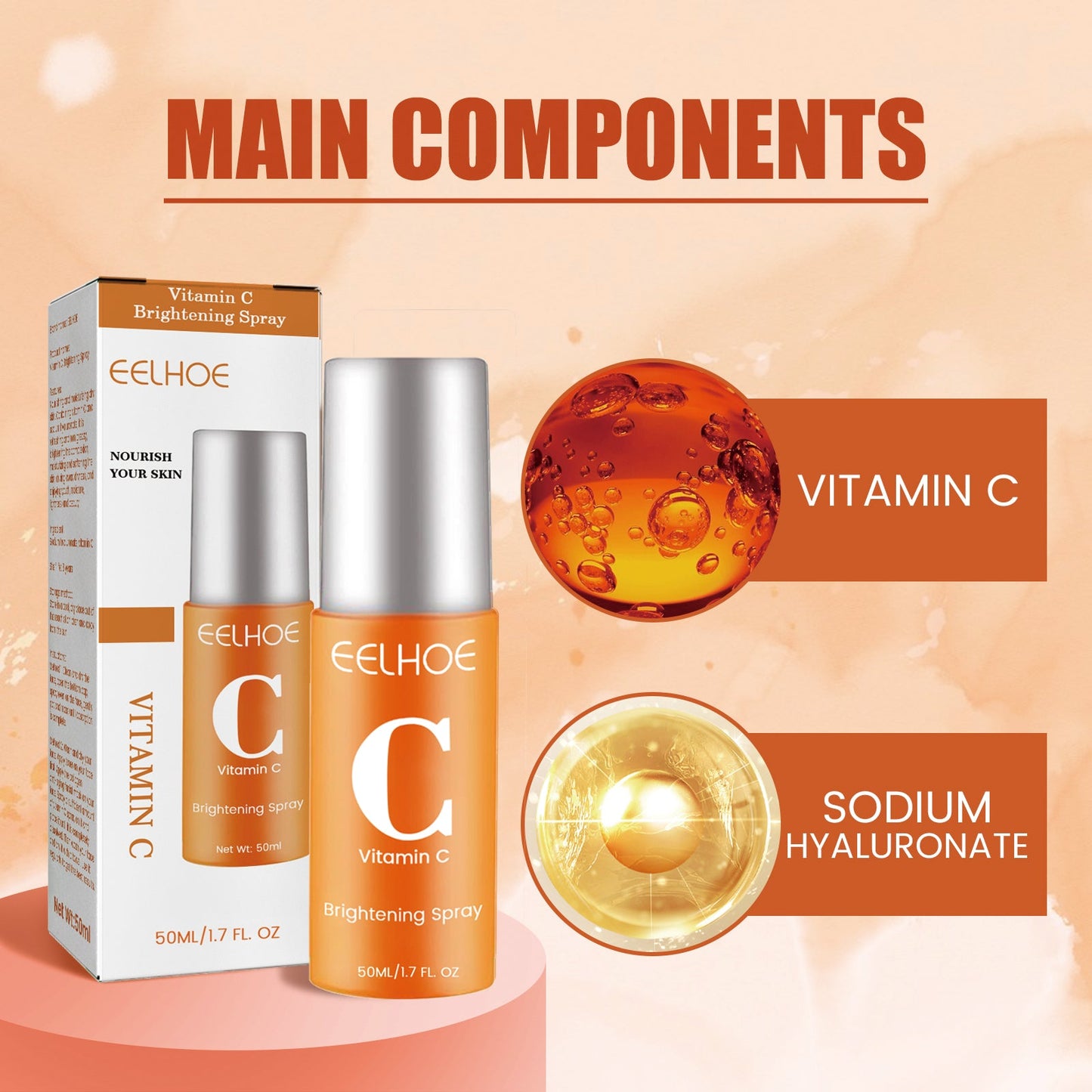 Vitamin C Moisturizing Spray Hydrates And Moisturizes Skin, Lightening Acne Spots And Whitening Spray - Korvel