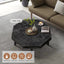 Wooden octagonal retro patchwork craft 30 inch wooden tabletop cross metal leg coffee table (Antique Black) - Korvel