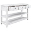 Retro Design Console Table with Two Open Shelves, Pine Solid Wood Frame and Legs for Living Room (Antique White) - Korvel