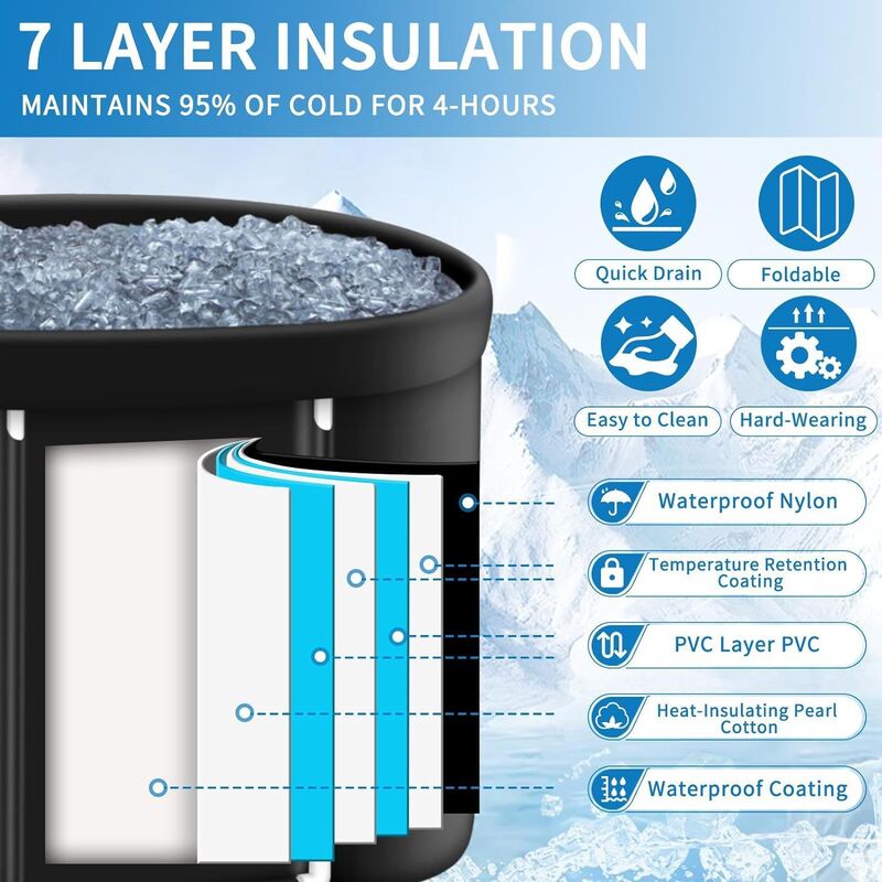 Portable multi-layer outdoor cold immersion bathtub for athletes' recovery, foldable for family use. - Korvel