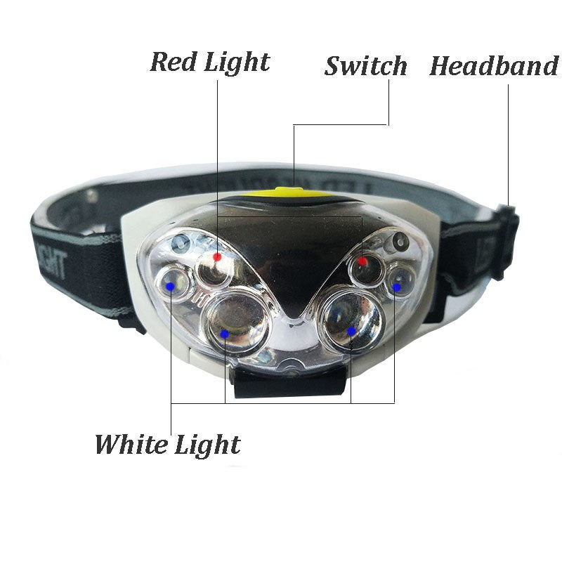 LED Headlight Head Bike Lamp Light Infrared Ray Mini Waterproof 800Lm 3 Modes 3xAAA battery Headlamp With Headband - Korvel