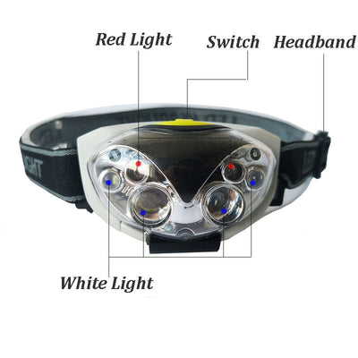 LED Headlight Head Bike Lamp Light Infrared Ray Mini Waterproof 800Lm 3 Modes 3xAAA battery Headlamp With Headband - Korvel