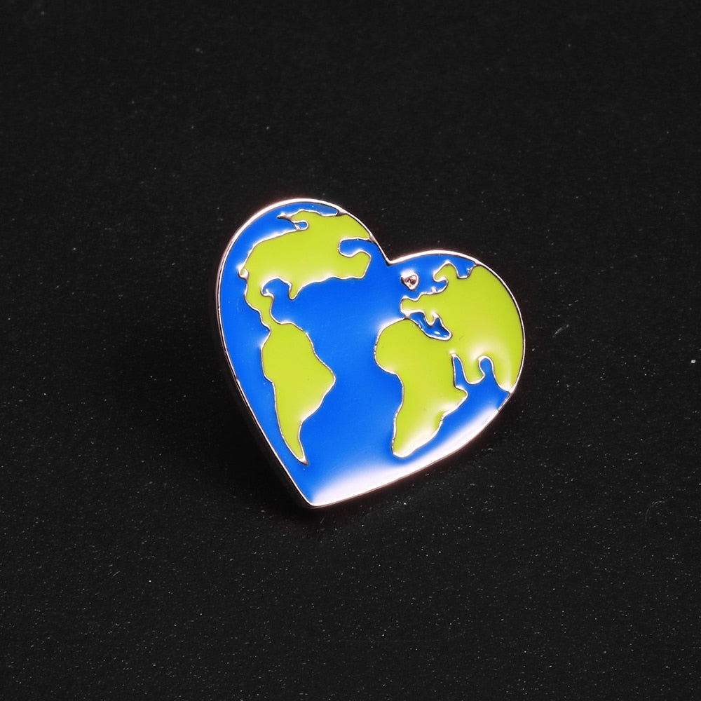 Earth Heart Enamel Pins Protect the Earth Ecology Metal Badge Love Green Earth Brooches Unisex Fashion Jewelry accessories - Korvel